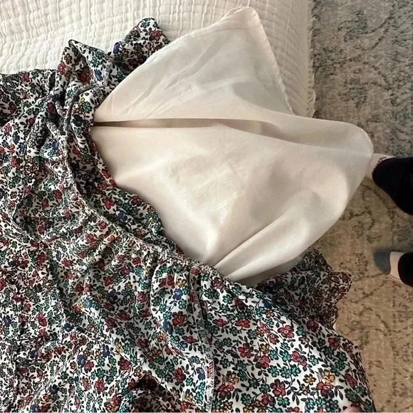 J. Crew Factory Relaxed Fiery Sunset Floral Print Shift Dress Flounce Hem XS - Picture 6 of 7